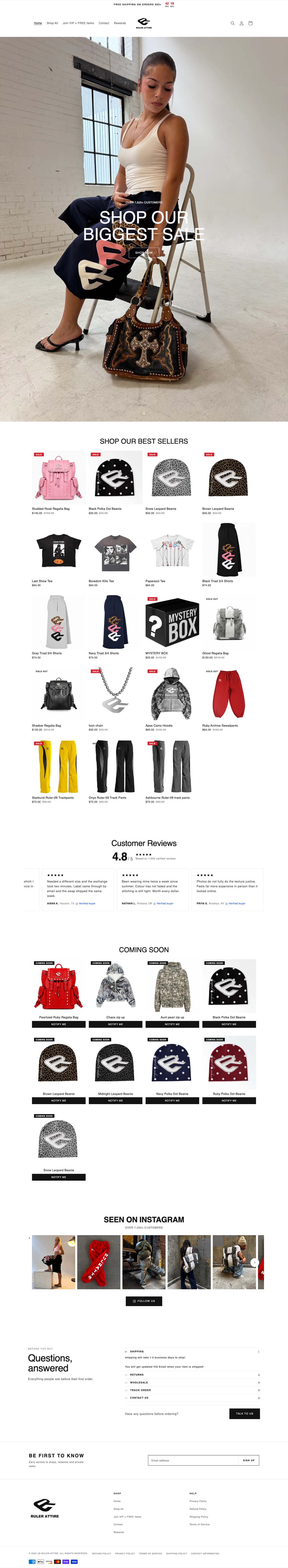 Home page of a live store built on the High Converting Website